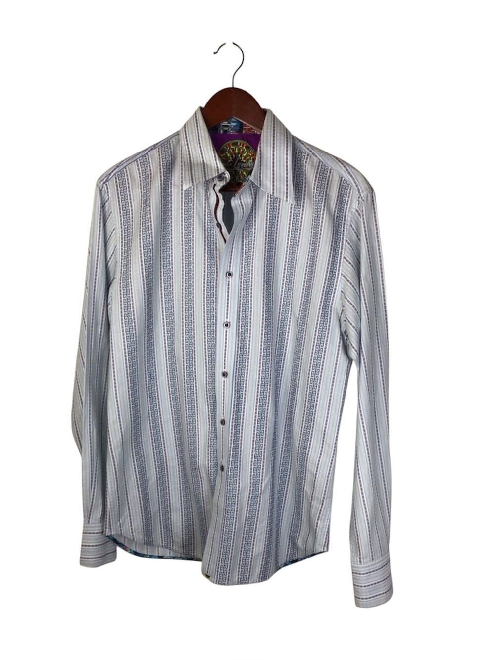 Robert Graham Euro Fit Long Sleeve Button Down Shirt in Blue Size Medium.